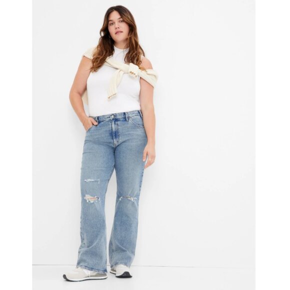 Gap - Mid Rise 90s Loose Flare Jeans 852777 | Size 30 Petite | Light Destroyed - Picture 7 of 17